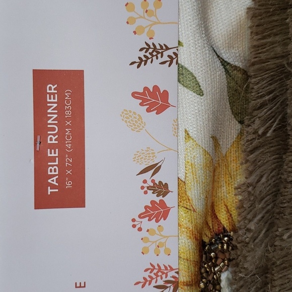 The Farmhouse Rachel Ashwell 72 x 16 Beaded Sunflower Fringed Table Runner - Picture 3 of 8